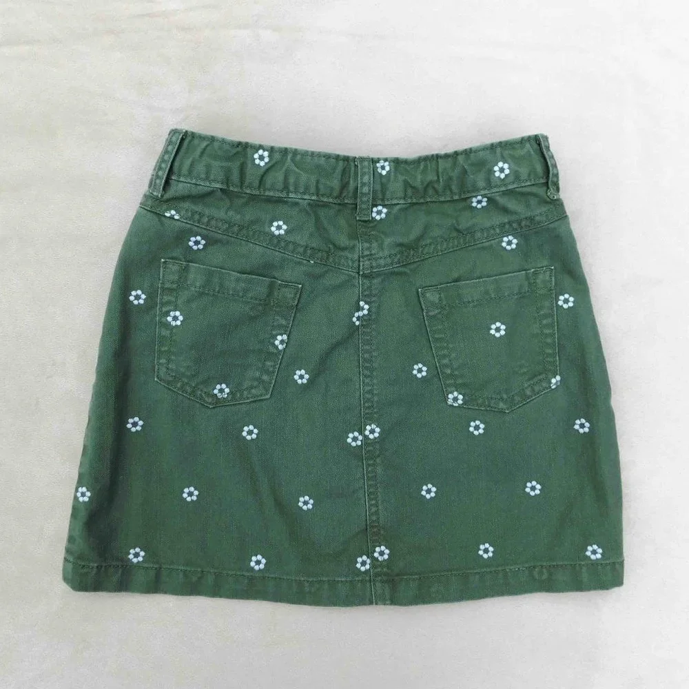 Gymboree Sz-7 Embroidered Buttonfront Denim Skirt